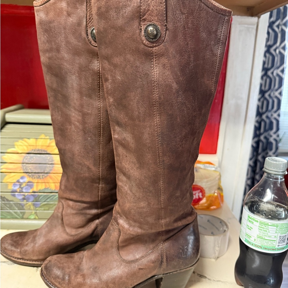 Brown Knee-High Leather Boots